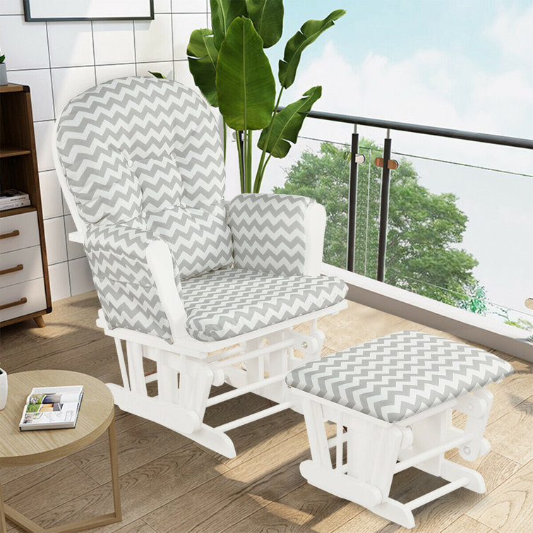Harriet Bee Glider And Ottoman Cushion Set Wood Baby Nursery Rocking